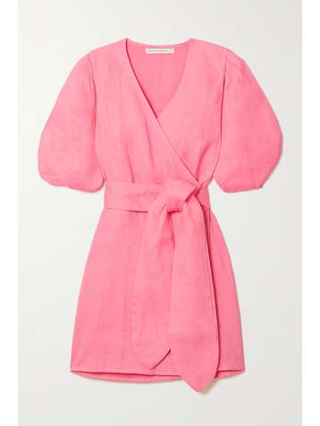FAITHFULL THE BRAND + NET SUSTAIN Godiva linen mini wrap dress