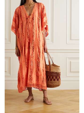 MIGUELINA Blair crocheted cotton-voile kaftan