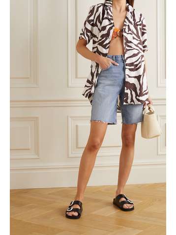 FAITHFULL THE BRAND + NET SUSTAIN Charlita zebra-print linen shirt