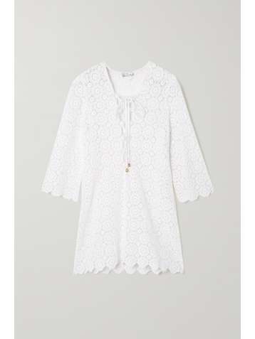 MIGUELINA Mariah lace-up crocheted cotton mini dress