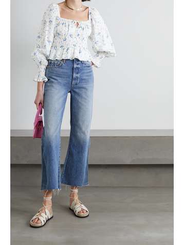 FAITHFULL THE BRAND + NET SUSTAIN Gillian tie-detailed shirred floral-print linen top