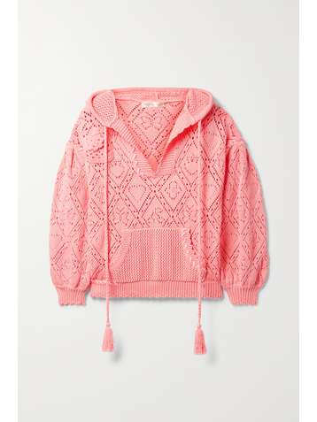 LOVESHACKFANCY Pull à capuche en coton à mailles pointelle Tomaso