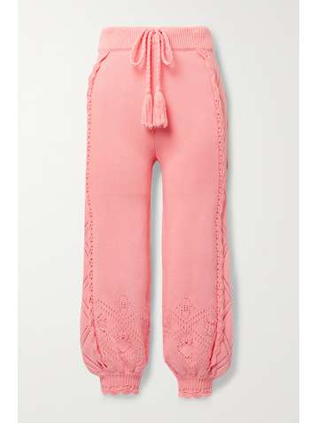LOVESHACKFANCY Pantalon de survêtement en coton à mailles pointelle et à festons Nyla