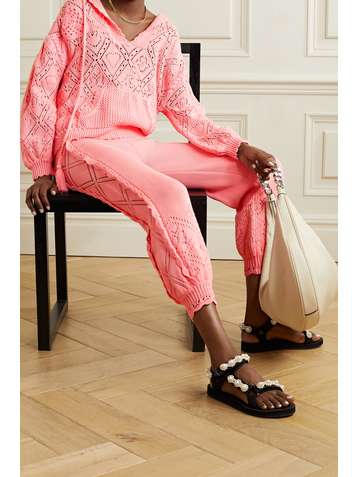 LOVESHACKFANCY Pantalon de survêtement en coton à mailles pointelle et à festons Nyla