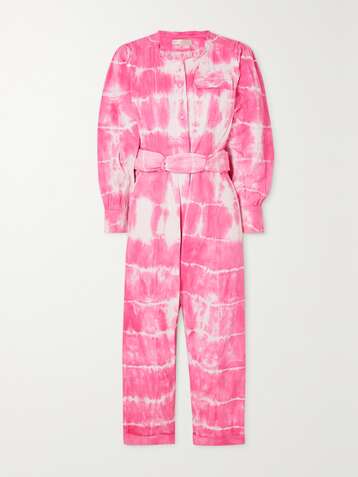 LOVESHACKFANCY Paca cropped tie-dyed cotton-twill jumpsuit