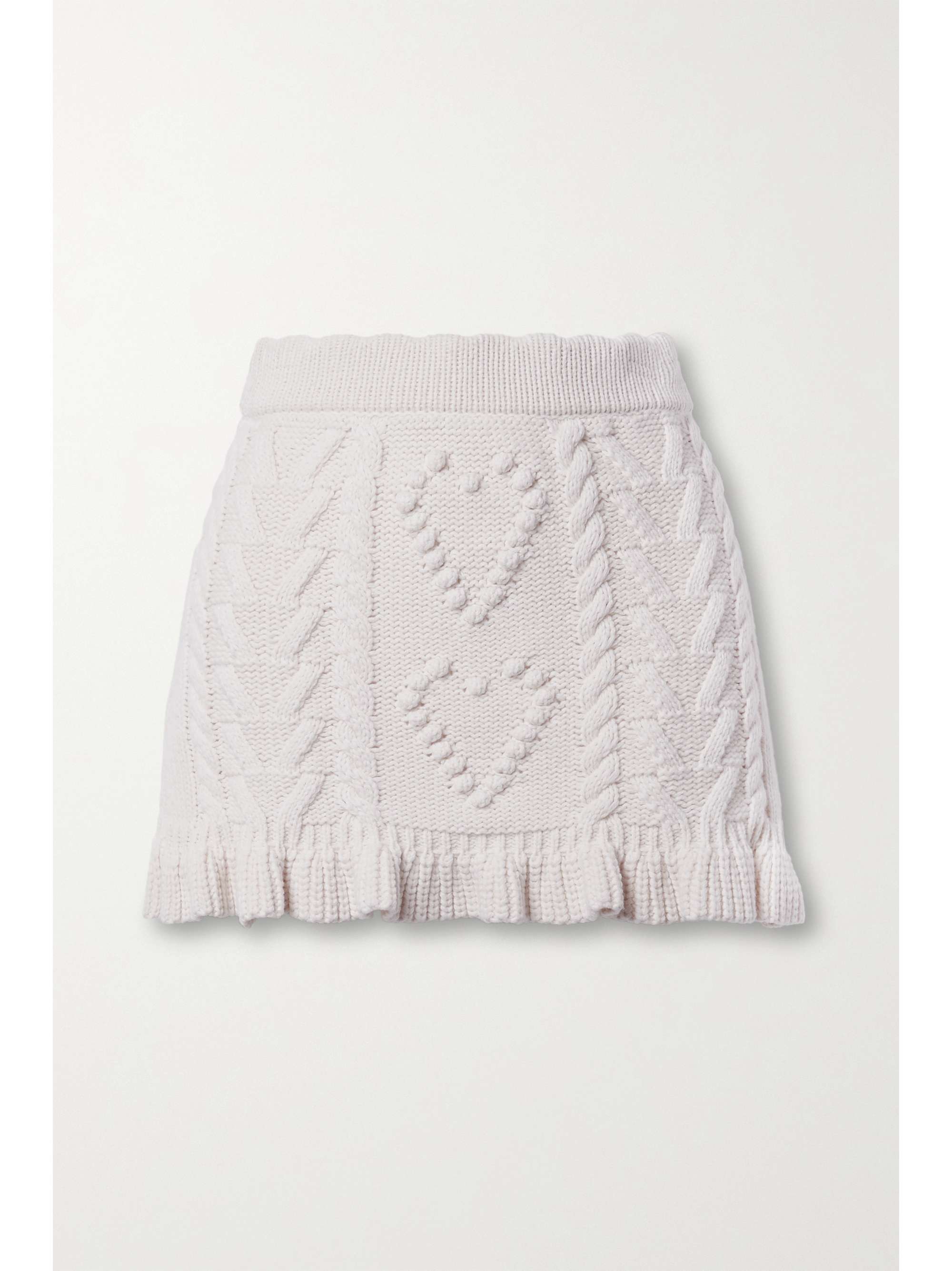 Ivory Brendana ruffled cable-knit mini 