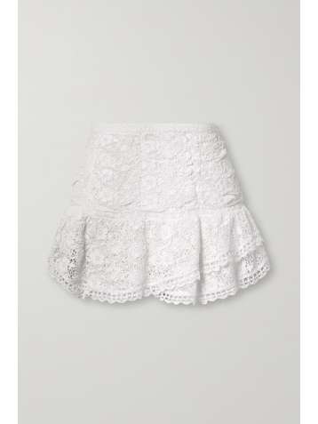 LOVESHACKFANCY Mini-jupe en coton crocheté à finitions en dentelle Moe