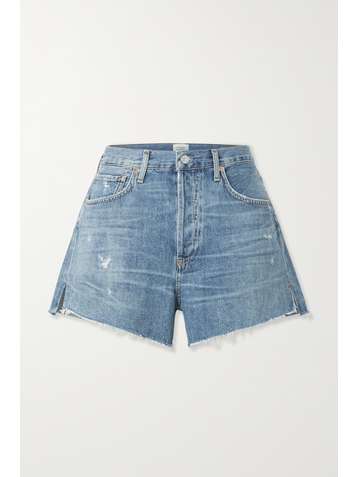 CITIZENS OF HUMANITY + NET SUSTAIN Marlow distressed organic denim shorts