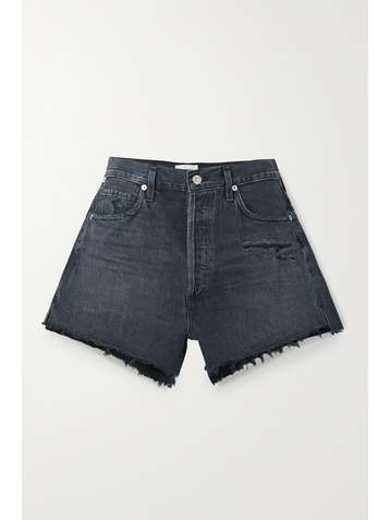 CITIZENS OF HUMANITY + NET SUSTAIN Marlow distressed organic denim shorts