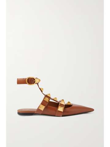 VALENTINO Valentino Garavani Roman Stud leather point-toe flats