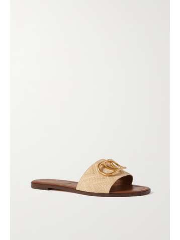 VALENTINO Valentino Garavani Go Logo raffia slides