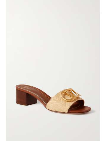 VALENTINO Valentino Garavani 45 embellished raffia mules
