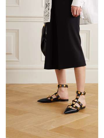VALENTINO Valentino Garavani Roman Stud leather point-toe flats