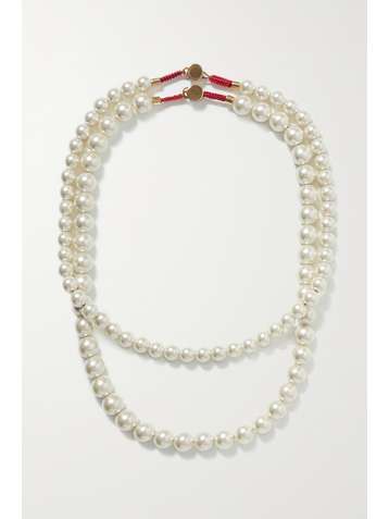 ROXANNE ASSOULIN Set de deux colliers en métal doré et perles synthétiques