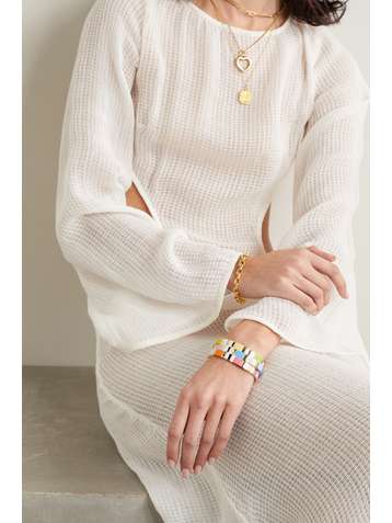 ROXANNE ASSOULIN Set de trois bracelet en émail et métal doré Pastel Sport