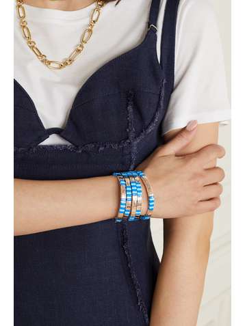 ROXANNE ASSOULIN Set de cinq bracelets en émail et métal doré Varsity