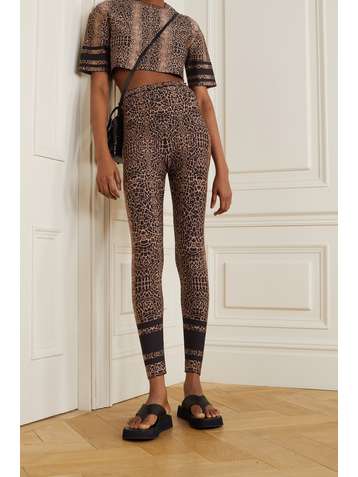 ALAÏA Leopard jacquard-knit leggings