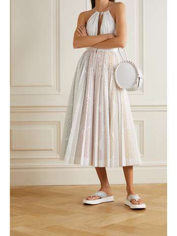 ALAÏA Laser-cut cotton-poplin halterneck midi dress