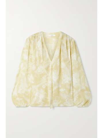 VINCE Blouse en jacquard imprimé à fronces