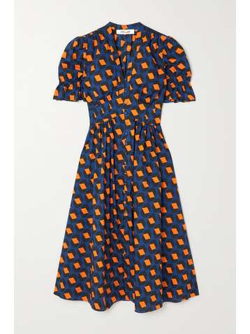 DIANE VON FURSTENBERG Erica gathered printed cotton midi dress