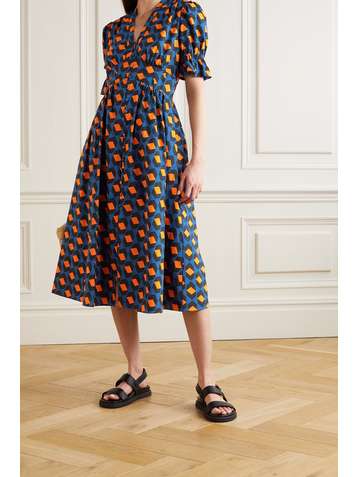 DIANE VON FURSTENBERG Erica gathered printed cotton midi dress