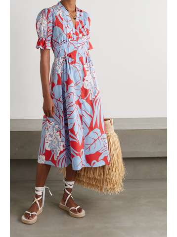 DIANE VON FURSTENBERG Erica Midikleid aus bedruckter Baumwolle mit Raffungen