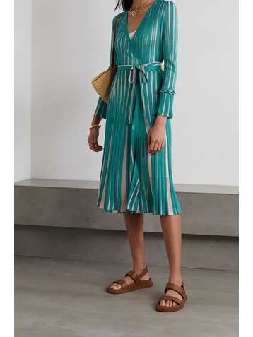 DIANE VON FURSTENBERG Edeline striped knitted wrap dress
