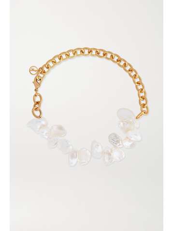 ANISSA KERMICHE Two Faced Shelley gold-plated pearl anklet