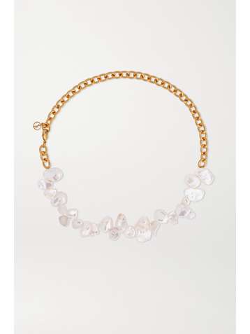 ANISSA KERMICHE Two Faced Shelley gold-plated pearl necklace