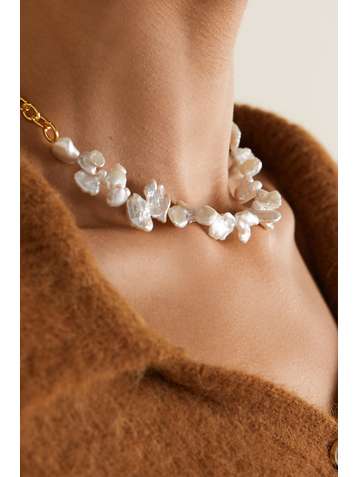 ANISSA KERMICHE Two Faced Shelley gold-plated pearl necklace
