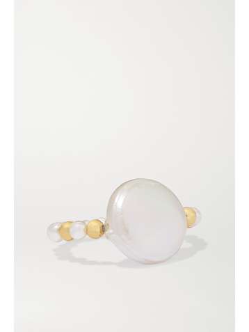 ANISSA KERMICHE Caviar Pebble gold-plated pearl ring