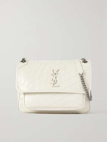 SAINT LAURENT Niki medium crinkled glossed-leather shoulder bag