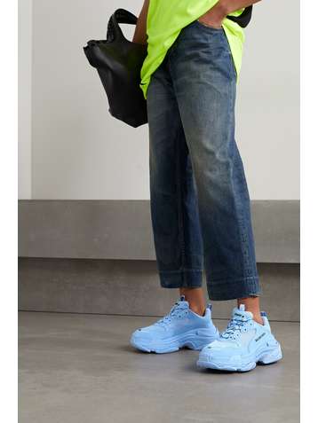 BALENCIAGA Triple S logo-embroidered leather, nubuck and mesh sneakers