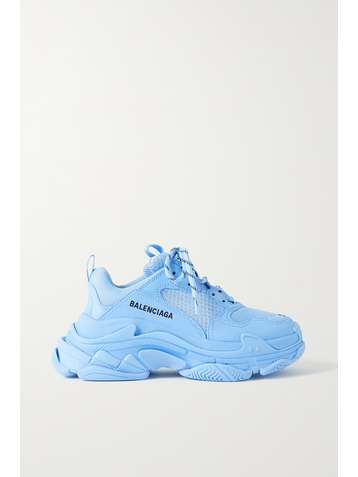 BALENCIAGA Triple S logo-embroidered leather, nubuck and mesh sneakers