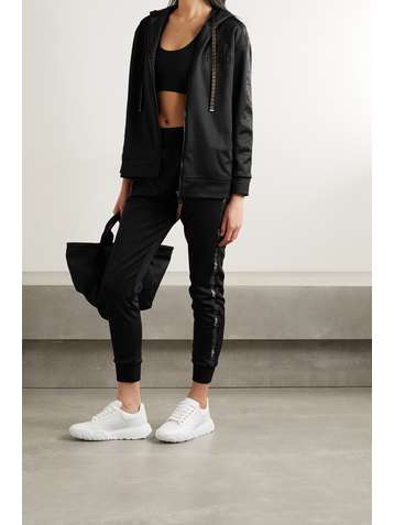 FENDI Reversible tech-jersey and printed mesh hoodie