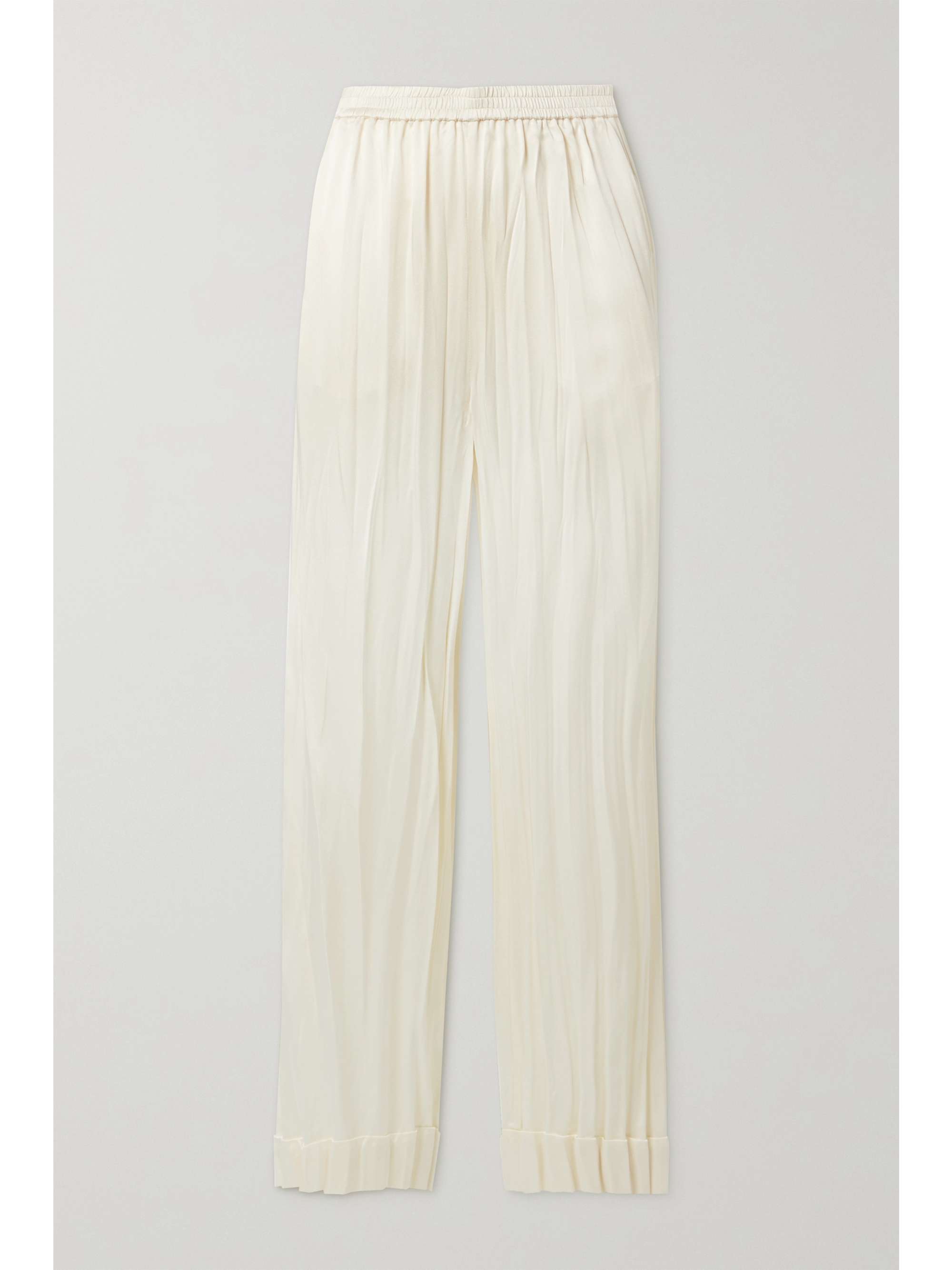 Ecru Crinkled duchesse-satin straight 