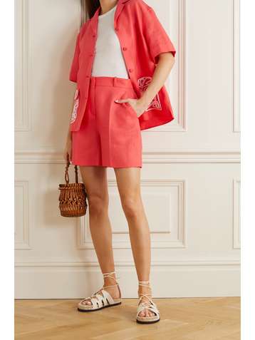 LORO PIANA Emil Antigua pleated linen-twill shorts