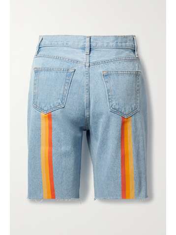 STILL HERE Sunset Jeansshorts mit Streifen und Fransen
