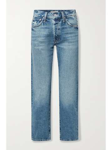 MOTHER Hiker Hover distressed high-rise straight-leg jeans