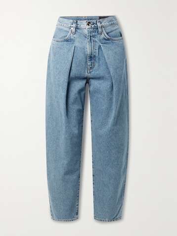 GOLDSIGN + NET SUSTAIN The Pleat Curve high-rise tapered jeans