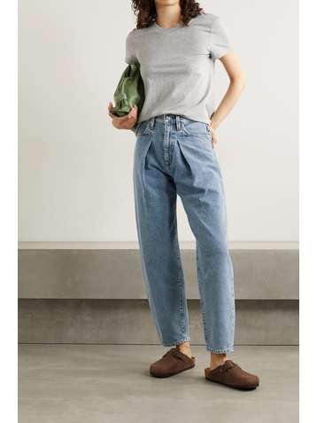 GOLDSIGN + NET SUSTAIN The Pleat Curve high-rise tapered jeans