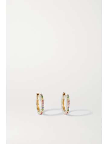 STONE AND STRAND Gold sapphire hoop earrings