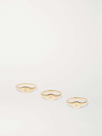 STONE AND STRAND Alphabet Mini Pinky gold ring