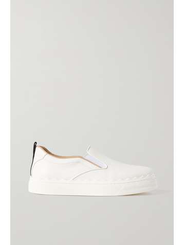 CHLOÉ Lauren scalloped leather slip-on sneakers