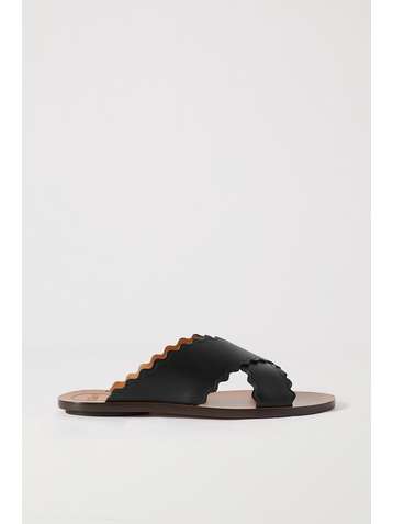 CHLOÉ Ingrid scalloped leather slides