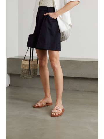 CHLOÉ Woody logo-print canvas slides