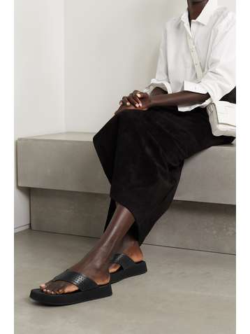 ALAÏA Tongs plates-formes en cuir découpé au laser 40