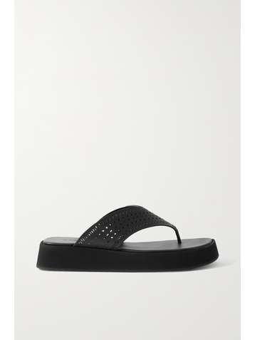 ALAÏA Tongs plates-formes en cuir découpé au laser 40