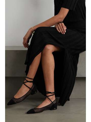 JENNIFER CHAMANDI Lorenzo 20 leather and mesh point-toe flats
