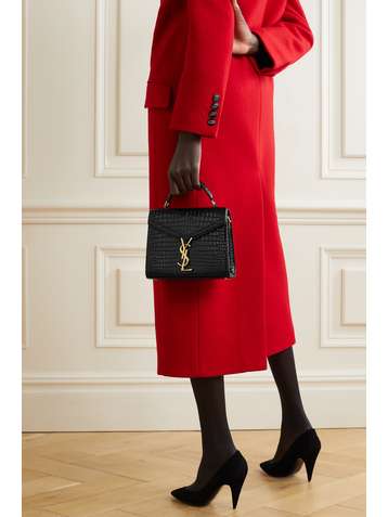 SAINT LAURENT Cassandra mini croc-effect leather tote